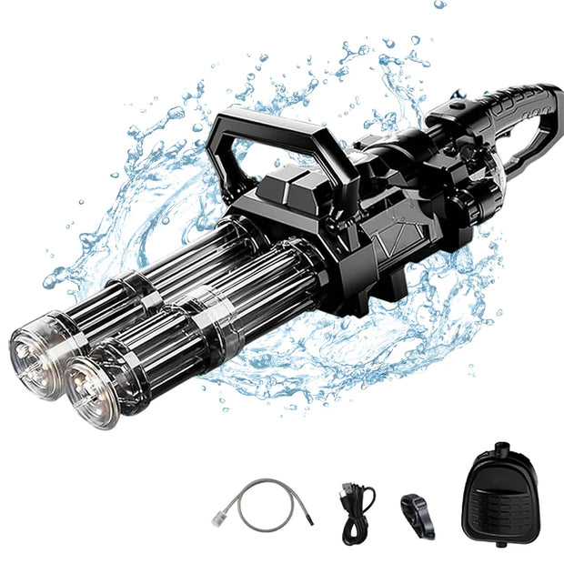 Gatling Electric Water Gun for Adults New Double Barrel Squirt Gun with Rotating and  Large Capacity Rotating High-pressure