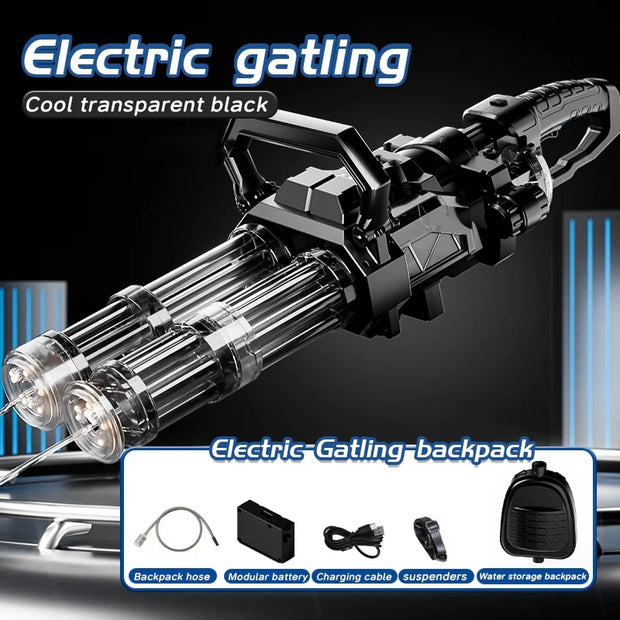 Gatling Electric Water Gun for Adults New Double Barrel Squirt Gun with Rotating and  Large Capacity Rotating High-pressure